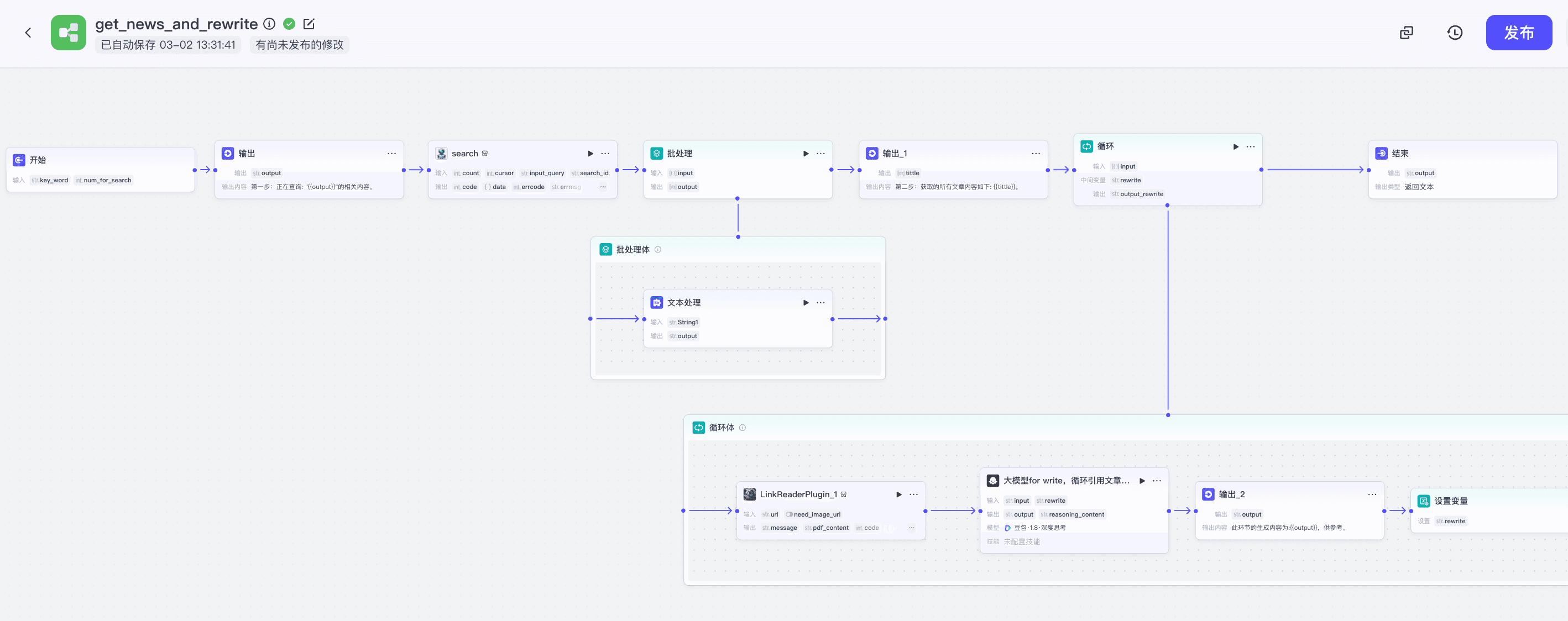 改写文章智能体 workflow